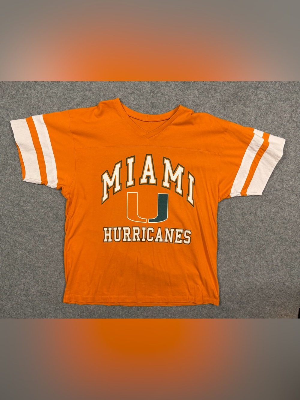 Vintage Miami Hurricanes Orange Football Style Tee Medium